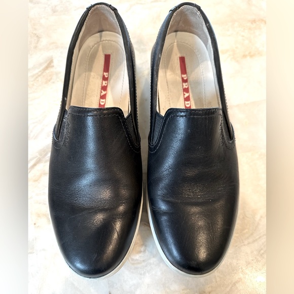 Prada leather slip-n sneakers - Womens - Picture 1 of 4